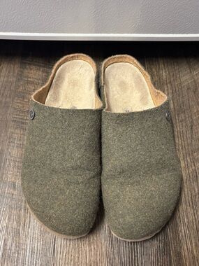 Birkenstock Olive Zermatt Wool Slip-On Clogs 40